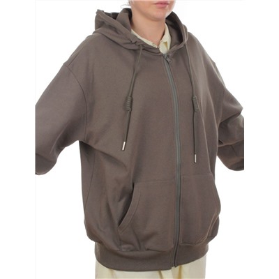 3265 KHAKI Худи на молнии женское (95% хлопок, 5% эластан)