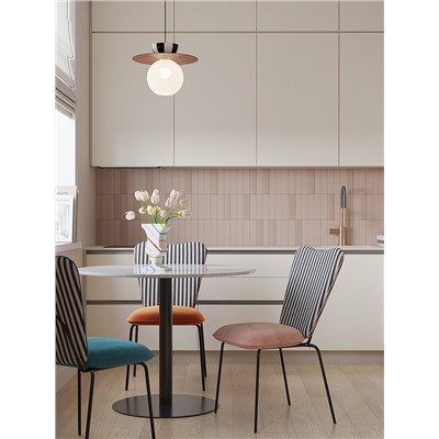 Стол обеденный Trond, Ø100 см, белый мрамор/черный