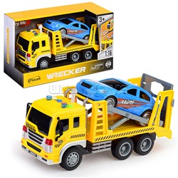 Автовоз "Трейлер" 1:16 (свет, звук) в коробке (желтый)