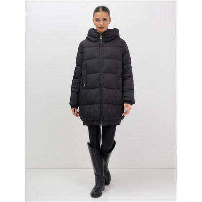 Куртка женская зимняя на резинке большого размера черного цвета 7619Ch