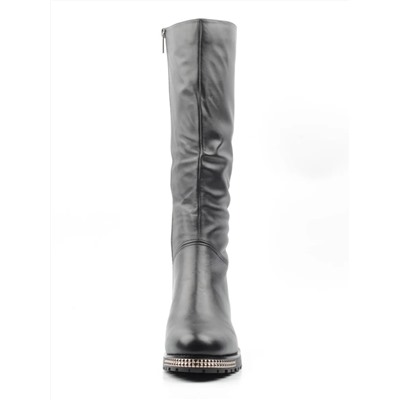 02-K66-D1 BLACK Сапоги зимние женские (натуральная кожа, натуральный мех (еврозима))