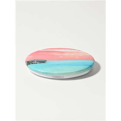Зеркало складное «Пляж», d=7.5 см, с увеличением х2, розовое/бирюзовое