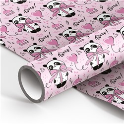 Бумага упаковочная 70*100см MESHU PandaGift_Pink 90г/м2 MS_46387/Россия