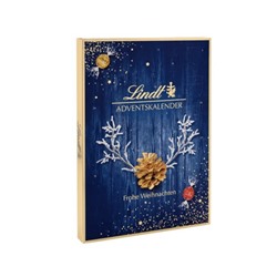 Lindt Adventskalender 2025 blau 194g, Адвент-календарь, 24 сладких сюрприза, 194 грамма