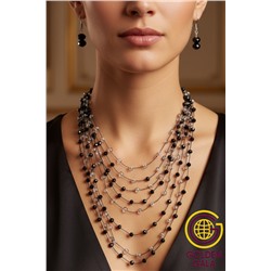 Комплект бижутерии "Хрустальная россыпь" , цвет черный с прозрачным