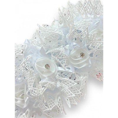 Резинка для волос с кружевом белая Корея Р35