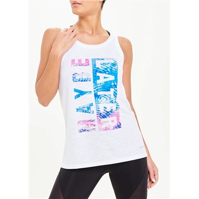 Souluxe White Maybe Later Slogan Gym Vest