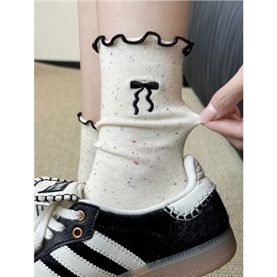 Tide, knee socks with bow, Japanese school skirt, with embroidery, mid-length