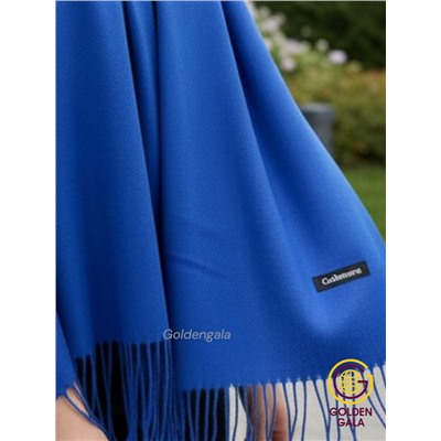 Палантин теплый кашемировый однотонный гладкий Арт 7255Ш/38 ярко-синий