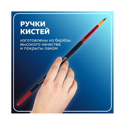 Кисти BRAUBERG PREMIUM, набор 5шт. (синтетика, круглая  №1,2,3,4,5), блистер, 201025