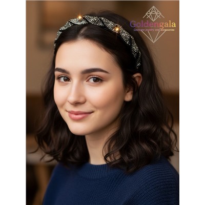 Ободок косичка для волос со стразами Арт ОБ6А/004