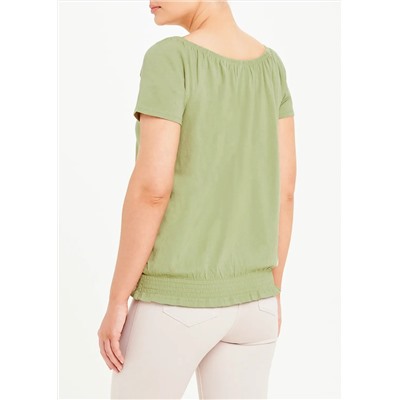 Shirred Wide Neck T-Shirt