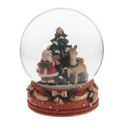 GAEM Фигурка декор в стекл шаре "Дед Мороз и елка", D 12 см, L12 W12 H13,5 см