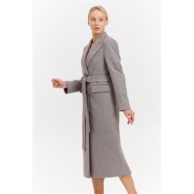 Пальто женское демисезонное 27210 (коричневый/ёлочка)