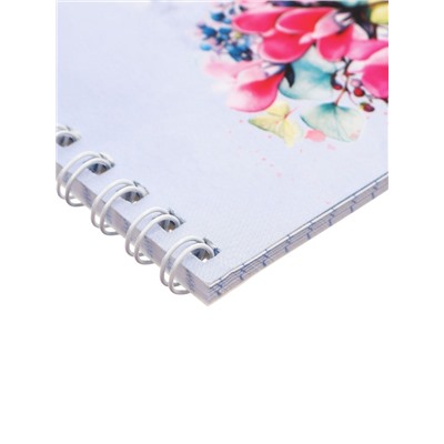 Блокнот А6, 40 листов в клетку, Floral notebook, на гребне, МИКС