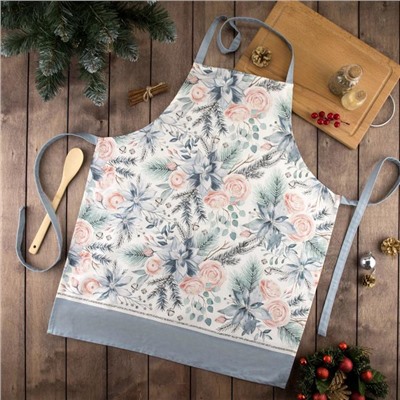 Фартук новогодний "Этель" Christmas flowers 60х70см, 100% хл, саржа 190 гр/м2