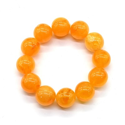 Браслет из янтаря шарик 18мм медово-карамельный