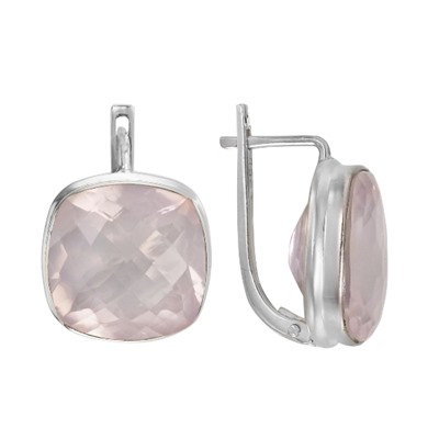 Серьги 'Квадо' с розовым кварцем ИАСК35416Х16РКR21