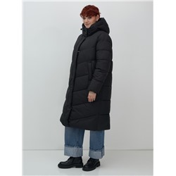 Пальто зимнее утепленное с капюшоном женское черного цвета 7623Ch