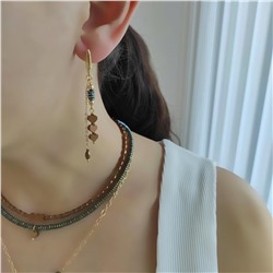 Серьги из гематита зелёные, коричневые оттенки