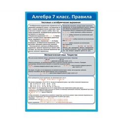 39314 Алгебра 7 класс. Правила  155*210