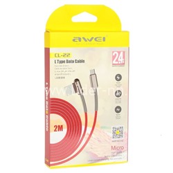 USB кабель micro USB 2.0м AWEI CL-22 текстильный (красный)