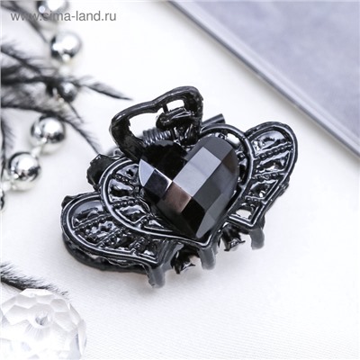 Крабик для волос «Чёрные кружева», сердечко, 2.5 см, чёрный