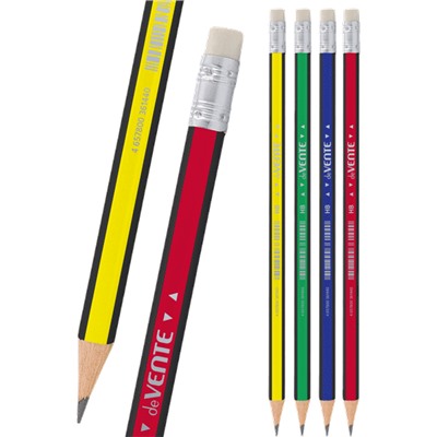 Карандаш ч/г HB "deVENTE"  2мм трёхгран с ластиком пластик ассорти 5032335/12/Россия