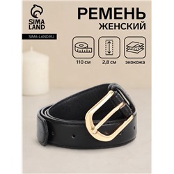 Ремень женский, 110×2.8 см, классическая пряжка металл, золотистая, чёрный