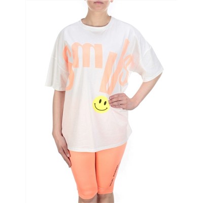 KD-792 WHITE/CORAL Костюм-двойка женский 7986 TREND