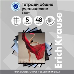 Тетрадь 48 листов в клетку, ErichKrause "Балет", обложка мелованный картон, матовая ламинация, блок офсет 100% белизна, МИКС (1 вид в спайке)