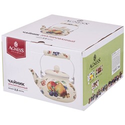 ЧАЙНИК AGNESS ЭМАЛИРОВАННЫЙ СЕРИЯ "ФРУКТЫ" 2,5 Л