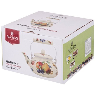 ЧАЙНИК AGNESS ЭМАЛИРОВАННЫЙ СЕРИЯ "ФРУКТЫ" 2,5 Л