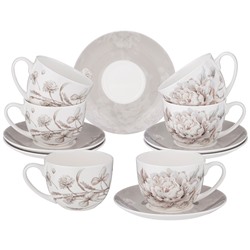 ЧАЙНЫЙ НАБОР LEFARD "WHITE FLOWER" НА 6ПЕР. 12ПР. 330МЛ СЕРЫЙ  (КОР=4НАБ.)