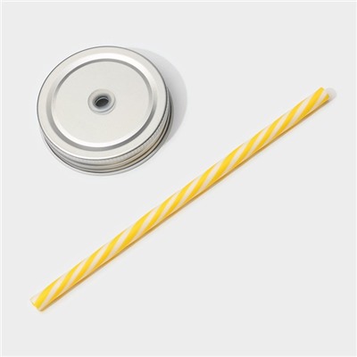 Кружка с крышкой и трубочкой «Счастье», 450 мл, 10×7.5×13 см