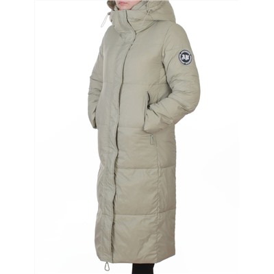 3068 OLIVE Пальто пуховое женское с внутренним жилетом (утиный пух)