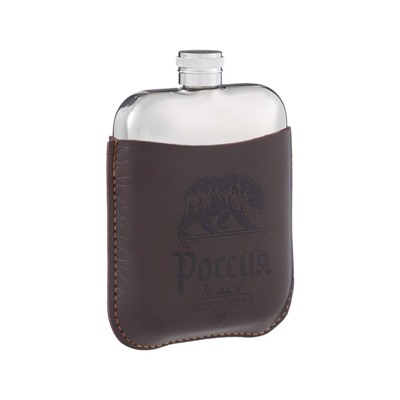 Фляжка для алкоголя «Россия», нержавеющая сталь, чехол, подарочная, 180 мл, 6 oz