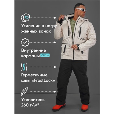 Горнолыжный костюм мужской зимний белого цвета 394Bl