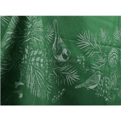 07с-21 ЯК Скатерть 150*220  "Зимние птицы" цв. зеленый