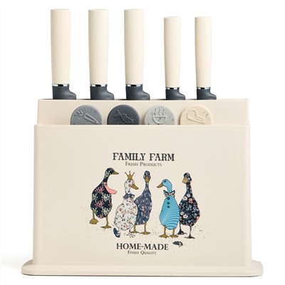 НАБОР AGNESS ИЗ 10ПР: 5 НОЖЕЙ, 4 ДОСКИ И ПОДСТАВКА, СЕРИЯ "FAMILY FARM"