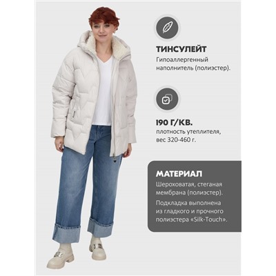 Куртка зимняя женская из овчина стильная и модная бежевого цвета 7309B