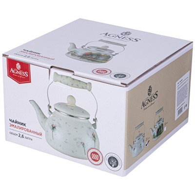 ЧАЙНИК AGNESS ЭМАЛИРОВАННЫЙ СЕРИЯ "DANDELION", 2,6 Л
