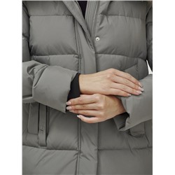 Куртка женская зимняя с мехом енот премиум класса цвета хаки 381Kh