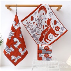 Zhiyang towel, four-layer cotton jacquard gauze Christmas fox square towel, soft absorbent kitchen towel factory price wholesale