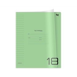 Тетрадь 18л., линия BG "UniTone. Green", пластиковая прозрачная обложка