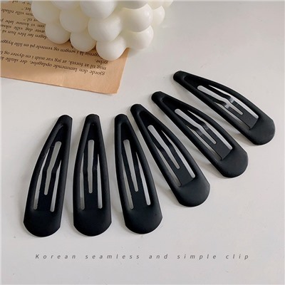 Комплект заколок для волос "клик-клак" с МАТОВЫМ покрытием 6 шт.  Черные