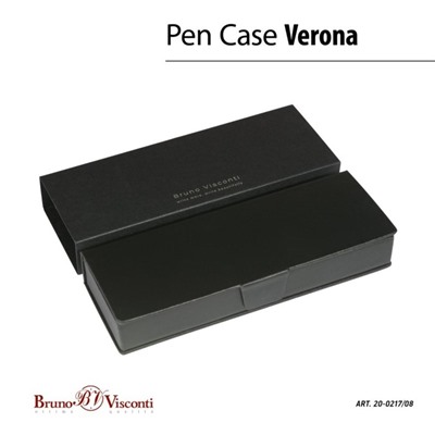 Ручка шариковая поворотная, 1.0 мм, BrunoVisconti VERONA, стержень синий, металлический корпус Soft Touch коричневый, в футляре из экокожи