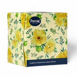 Салфетки «Premial» косметические 2-слойные в коробке Нон стоп, 70 шт. МИКС