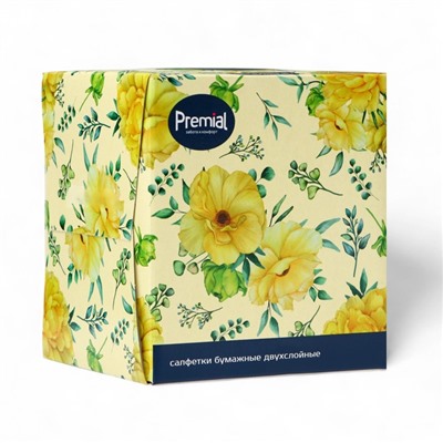 Салфетки «Premial» косметические 2-слойные в коробке Нон стоп, 70 шт. МИКС
