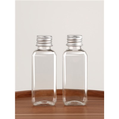 Набор для хранения, 2 бутылочки по 50 мл, 9×3 см, цвет серебристый/прозрачный